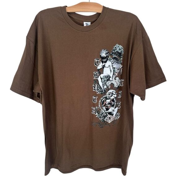 TeeStyled STREET Brown cherub T-shirt Truth Lies 100% Cotton Y2K Unisex size Xl - Picture 1 of 7